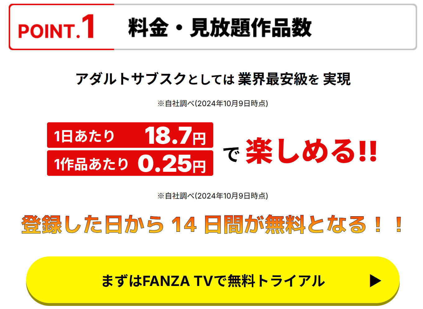 FANZATVでは登録した日から14日間が無料！